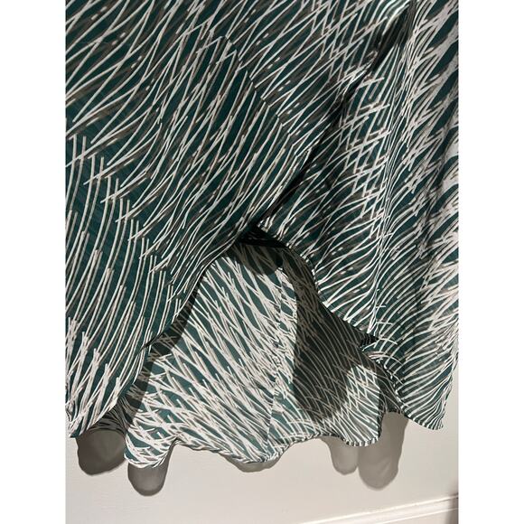 NIC+ZOE Asymmetrical Layered Dress Large Petite Green White Preppy Boho Chic - Picture 8 of 10